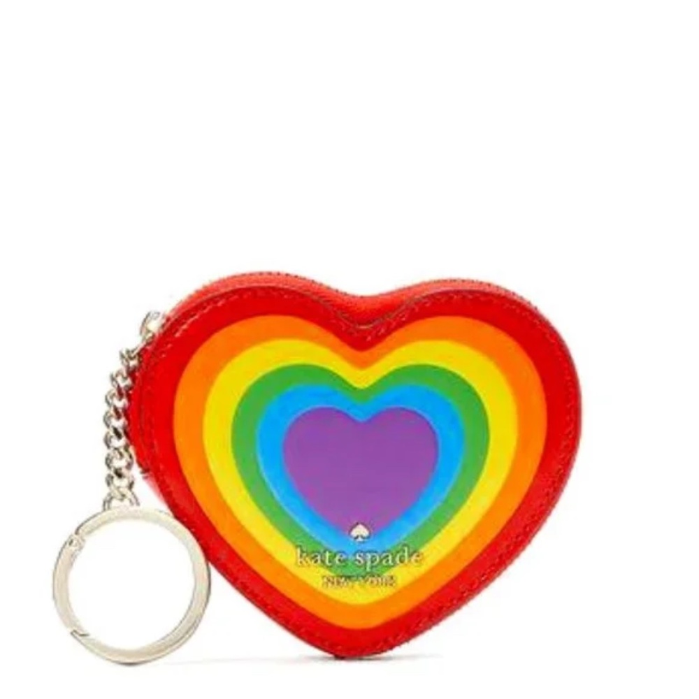 Kate Spade Pride Rainbow Heart Bag Charm and Coin Purse NEW
